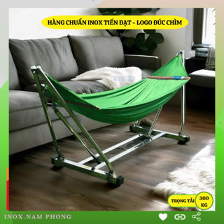 võng xếp inox khung vuông cỡ lớn kèm lưới võng NP01 sử dụng chuẩn inox tiến đạt bảo hành 3 năm