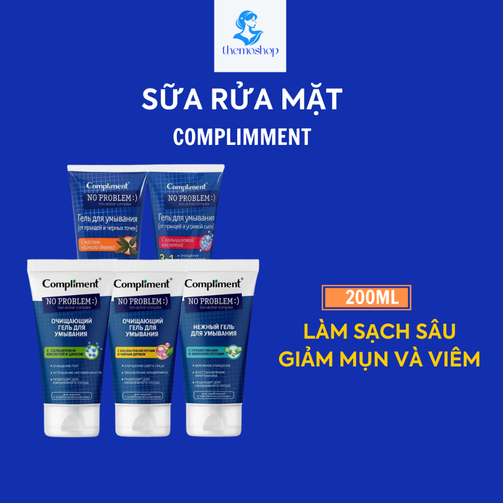 Gel rửa mặt Compliment No Problem giảm viêm, mụn, chăm sóc da