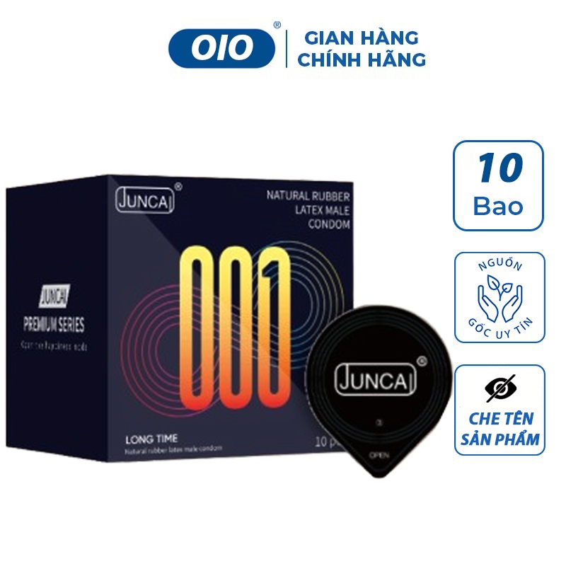 Bao cao su gai JUNCAI Longtime, Xtra Dots hộp 10 cái gân gai siêu mỏng kéo dài quan hệ