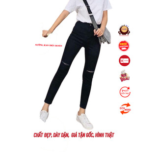 quần jean cắt gối shop 3.ĐEN