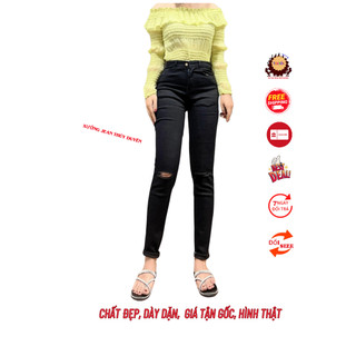 quần jean cắt gối shop 3.ĐEN