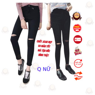 quần jean cắt gối shop 3.ĐEN