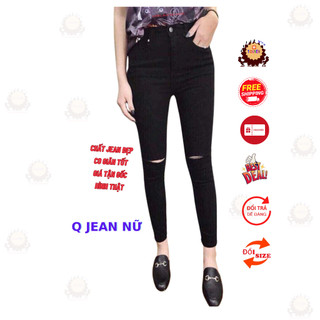 quần jean cắt gối shop 3.ĐEN