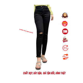 quần jean cắt gối shop 3.ĐEN