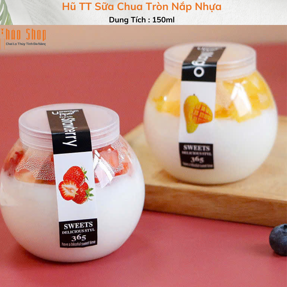 HŨ THUỶ TINH SỮA CHUA TRÒN BẦU 150ML Nắp Nhựa....