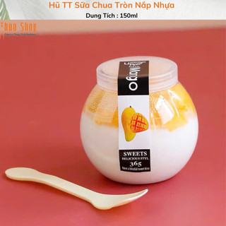 HŨ THUỶ TINH SỮA CHUA TRÒN BẦU 150ML Nắp Nhựa....