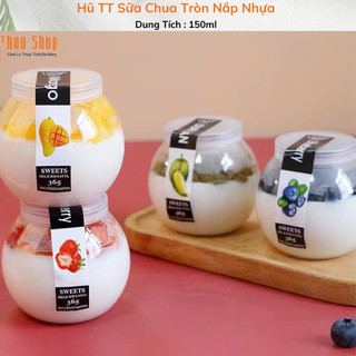 HŨ THUỶ TINH SỮA CHUA TRÒN BẦU 150ML Nắp Nhựa....