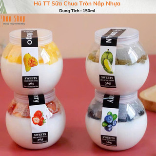 HŨ THUỶ TINH SỮA CHUA TRÒN BẦU 150ML Nắp Nhựa....