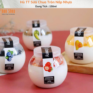 HŨ THUỶ TINH SỮA CHUA TRÒN BẦU 150ML Nắp Nhựa....