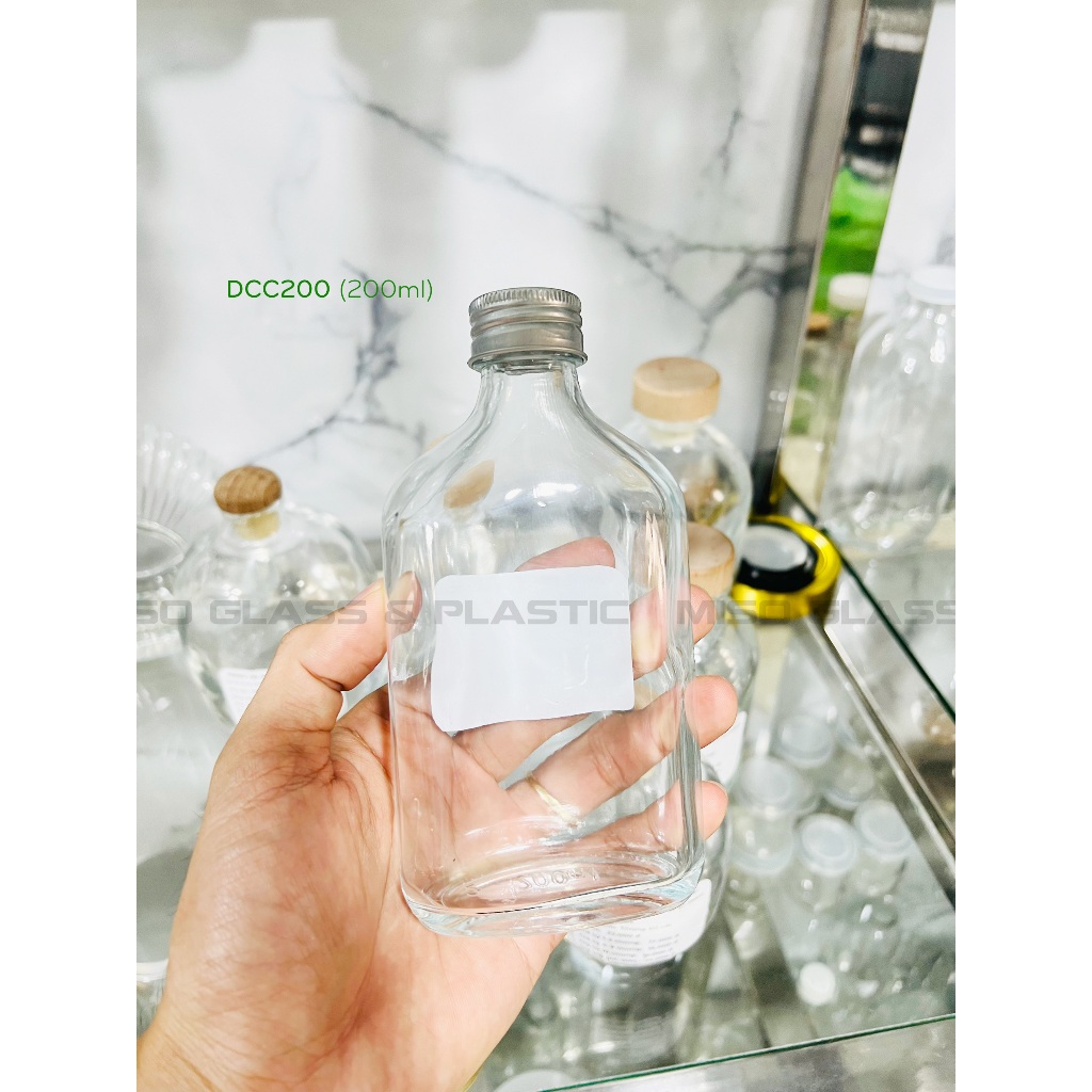 Bộ 6 Chai thủy tinh dẹp DCC 250ml nắp nhôm vặn