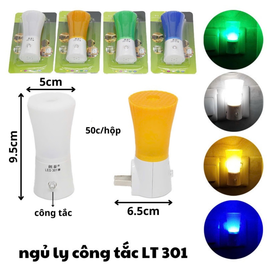 Đèn Ngủ Hình Ly Có Công Tắc Đủ Các Màu