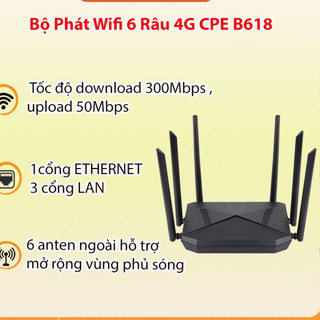 Thiết bị phát wiif 4g , Bộ Phát Wifi 6 Râu từ sim 3g 4G CPE B618 -Tốc Độ 300Mbps – Hỗ Trợ 32 thiết bị kết nối mạng