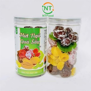 Mứt mix 5 loại NTFood hủ pet 500Gr (Đào vàng, Đào hồng, Đào bổ, Mận cơm, Kiwi) - Nhất Tín Food