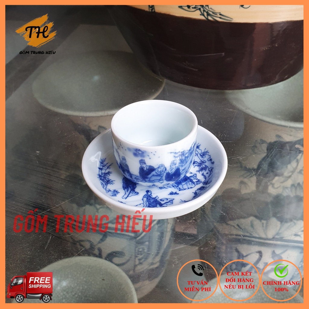 Chén, đĩa lẻ men lam Bát Tràng