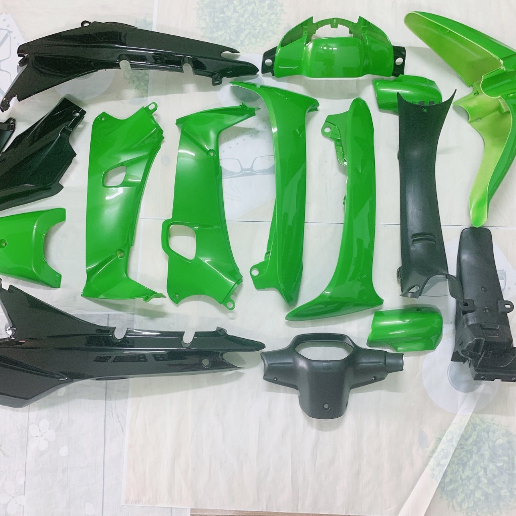 Bộ dàn áo xe Wave nhỏ - wave zx - wave thái màu Xanh Đen - nhựa trắng nguyên sinh cao cấp LOẠI ĐẸP