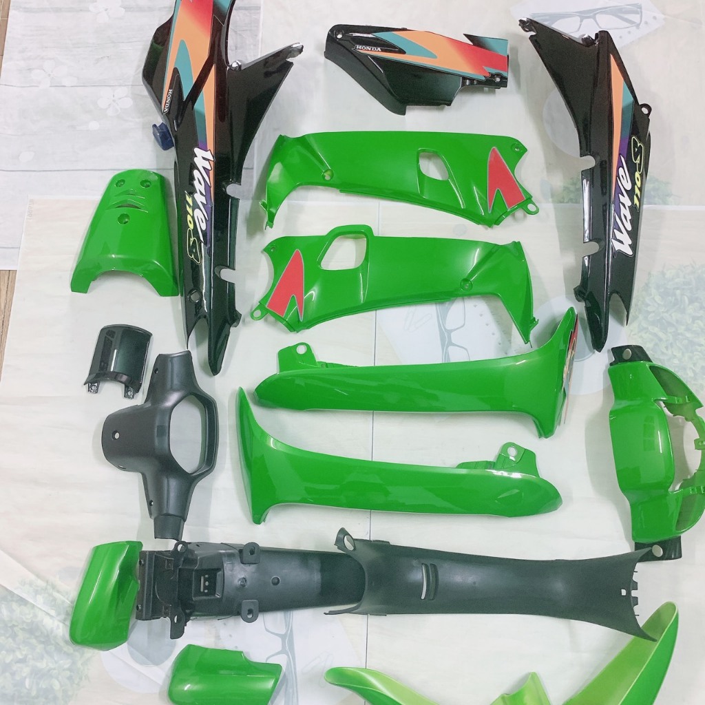 (TẶNG TEM ) Bô Dàn áo xe Wave nhỏ -Wave Thái -wave ZX-  Alpha màu Xanh Đen- nhựa ABS LOẠI 1