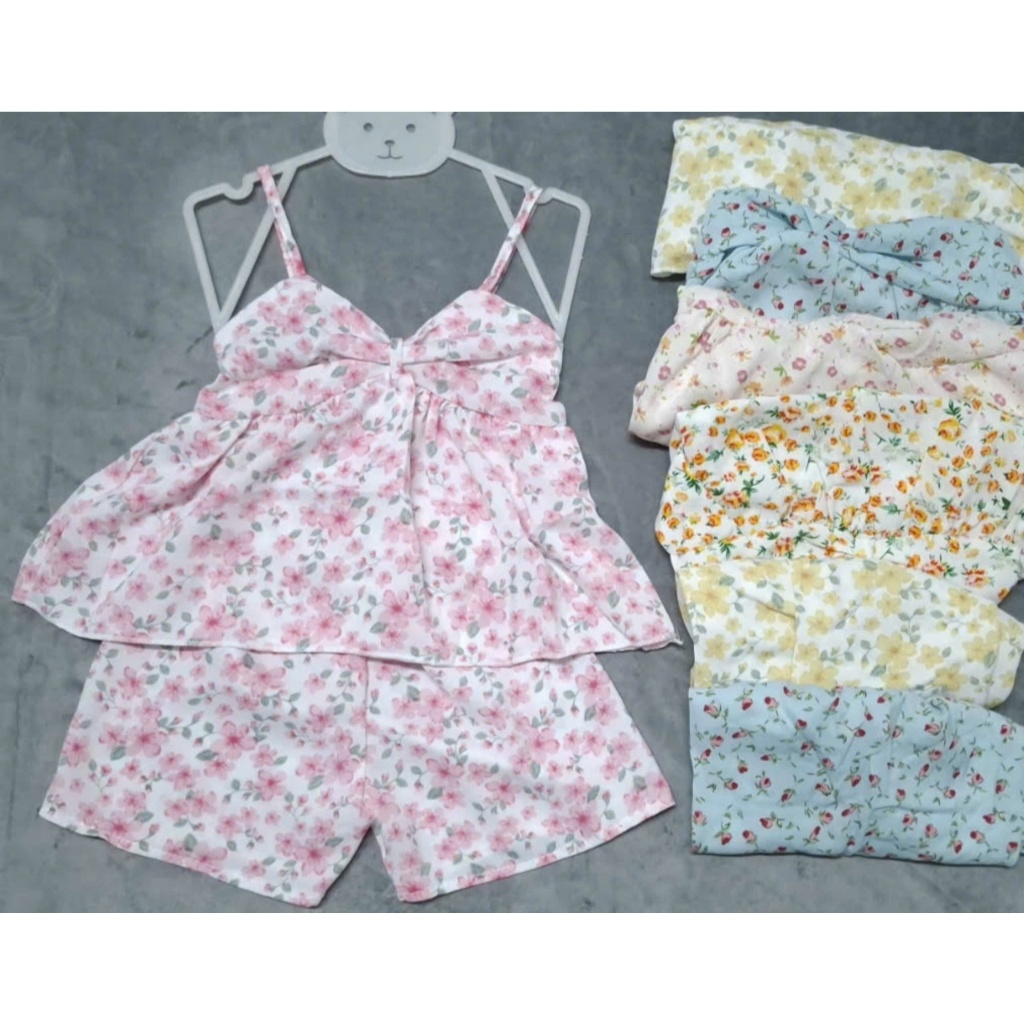 Bộ Lụa Nhún Ngực Nhiều Họa Tiết Bé (6-20kg) (giao màu ngẫu nhiên)