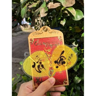 [Lá thật 100%] Lá Bồ Đề Thư Pháp dát Vàng đã ép Platic