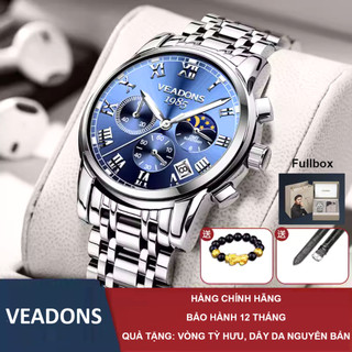 Đồng hồ nam đeo tay lịch chuyển động thạch anh,Đồng hồ Veadons mặt số phát sáng chống thấm nước