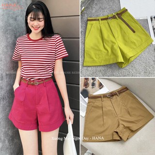 Tặng Thắt Lưng - Quần Short Kaki nữ Lưng cao A872 - Quần đùi nữ cạp cao vải Kaki Giặt dày mềm mát đi biển mùa Hè