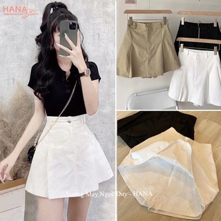  Quần giả váy nữ lưng chun khóa thật chất vải Kaki có lót quần trong dáng chân váy chữ A lưng cao công sở đi biển hẹn hò 