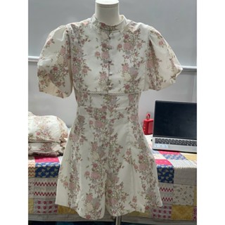 Váy hoa nhí cổ tàu tay bồng mùa hè đi chơi đi du lịch LISA STOREE