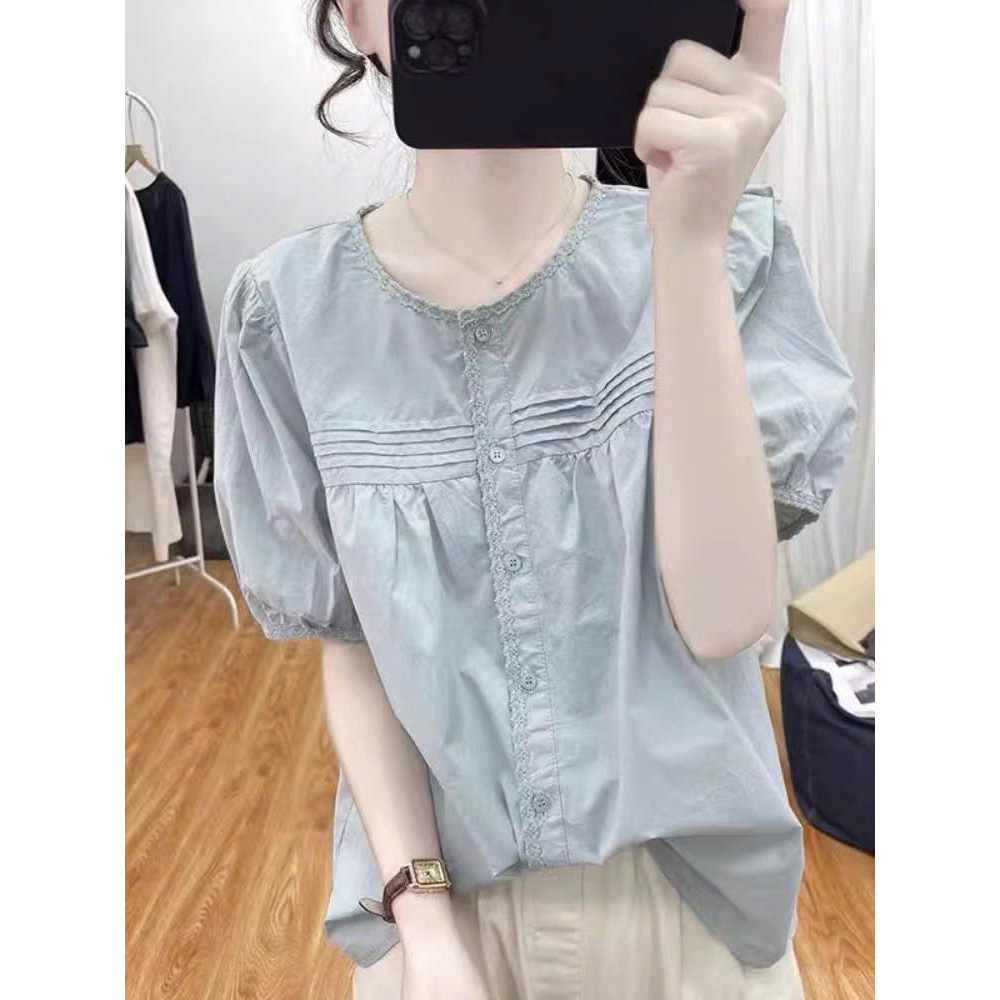 Áo sơ mi trơn nhiều màu, xếp li ngực, chất liệu mềm mát, dễ phối đồ L1