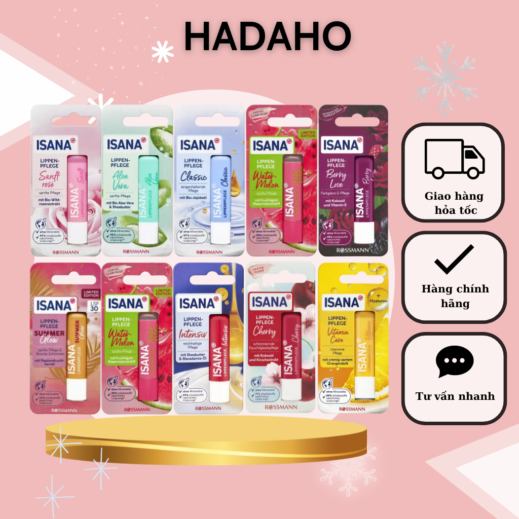 Son dưỡng môi Isana, dưỡng ẩm cho môi, bảo vệ đôi môi khô - Đức