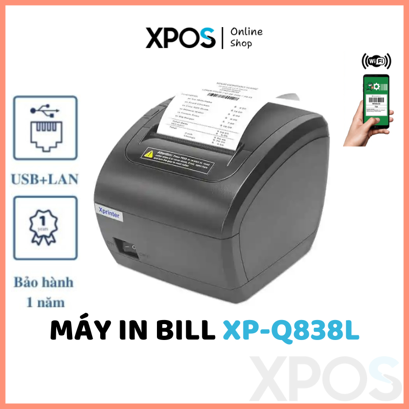 Máy In XP-Q838L USB+LAN – In Hóa Đơn Bếp, Máy Tính, Điện Thoại – Tương Thích Kiotviet, iPOS, Sapo