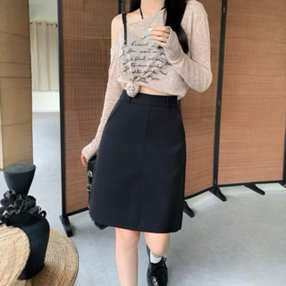 Chân Váy Chữ A Có Túi Chéo 2 Bên Phối Đường Gân Váy Thời Trang