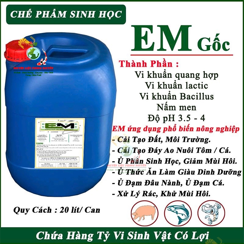 Chế Phẩm Sinh Học EM Gốc Can 20 lít, Xử Lý Nước Ao Nuôi Tôm Cá, Ủ Thức Ăn, Khử Mùi Chuồng Trại, Ủ Phân Cá, Đậu Nành