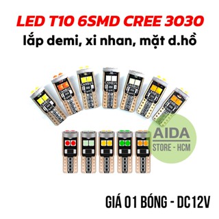 LED T10 6SMD DẸT-3D 3030 DC12v max sáng lắp demi, xi nhan hoặc các vị trí khác cho xe máy, ô tô
