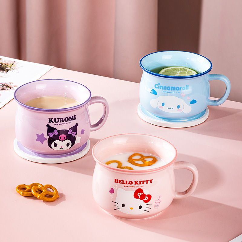 Bộ ly sứ nhỏ Hello Kitty My Melody Kuromi Cinnamoroll thích hợp uống trà cafe