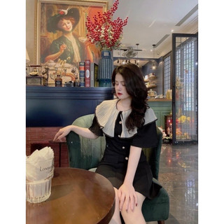 Váy Đen Cúc Ngọc Cổ Dập Ly Bèo Trắng 2 Size Của Nữ Sang  Chảnh