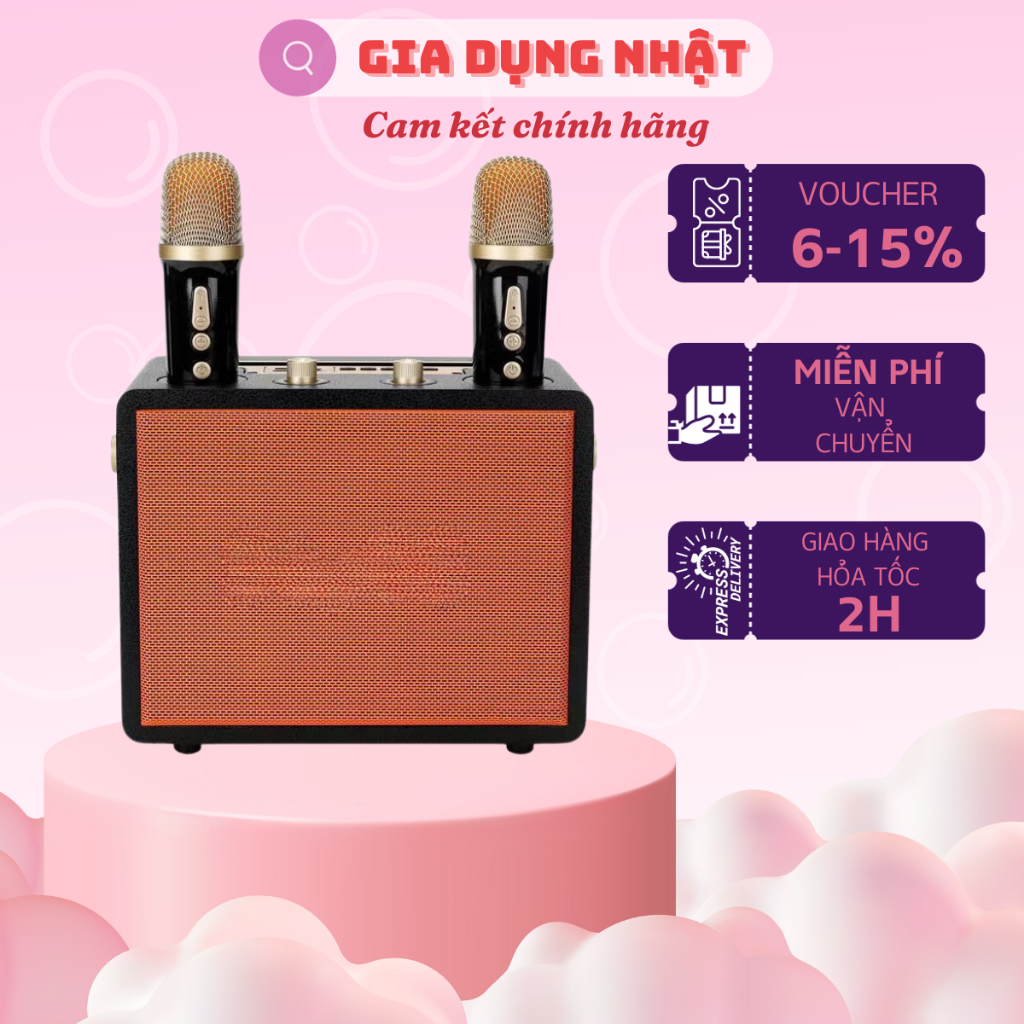 (Kèm 2 mic ) Loa Bluetooth hát Karaoke Peterhot A107W  Phiên Bản Mới Độc Đáo, Kèm 2 Mic Không Dây, Â