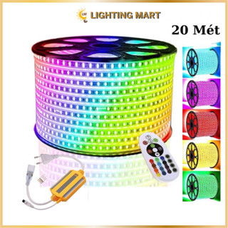 COMBO 20M DÂY LED ĐỔI MÀU 5050 RGB + TẶNG NGUỒN REMOTE - ĐÈN LED TRANG TRÍ NGÀY LỄ