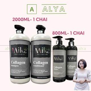  Cặp Dầu Gội Xả Collagen MIKA phục hồi hư tổn cho da đầu dầu bết ngăn gàu dầu gội collagen ngăn rụng tóc. NKPP ALYA 