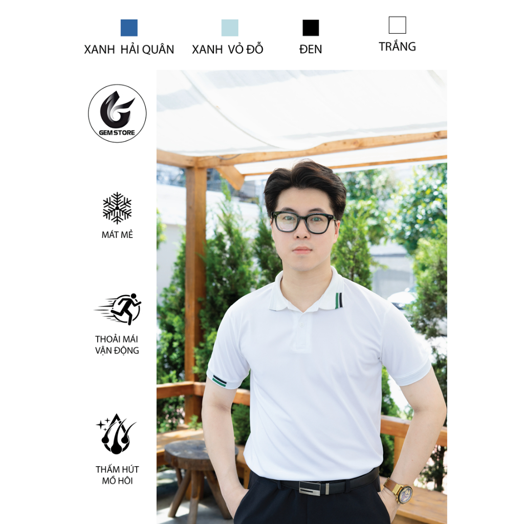 Áo thun Polo nam GEM STORE PL04 vải cá sấu cao cấp co giãn 4 chiều ngắn tay cực sang trọng - Menswea