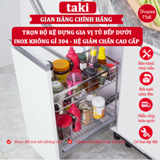 Kệ Đựng Gia Vị, Kệ Đựng Chai Lọ Nhà Bếp TAKI INOX Không Gỉ 304 Tủ Bếp, Ray Âm Giảm Chấn Cao Cấp - Có Thợ Lắp Đặt
