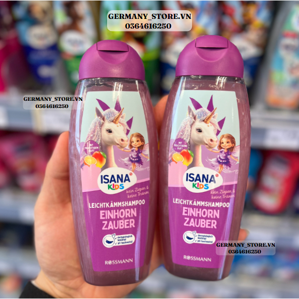 [Isana Kids] Dầu Gội Mượt Tóc Unicorn Magic (nội địa Đức) 300ml - ISANA Leichtkämmshampoo Einhorn Za