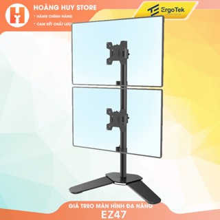 #M073 - Giá Treo 2 Màn Hình Xếp Màn Trên / Dưới ErgoTek EZ47 17 - 27Inch - Thiết Kế Chân V Để Bàn Chắc Chắn