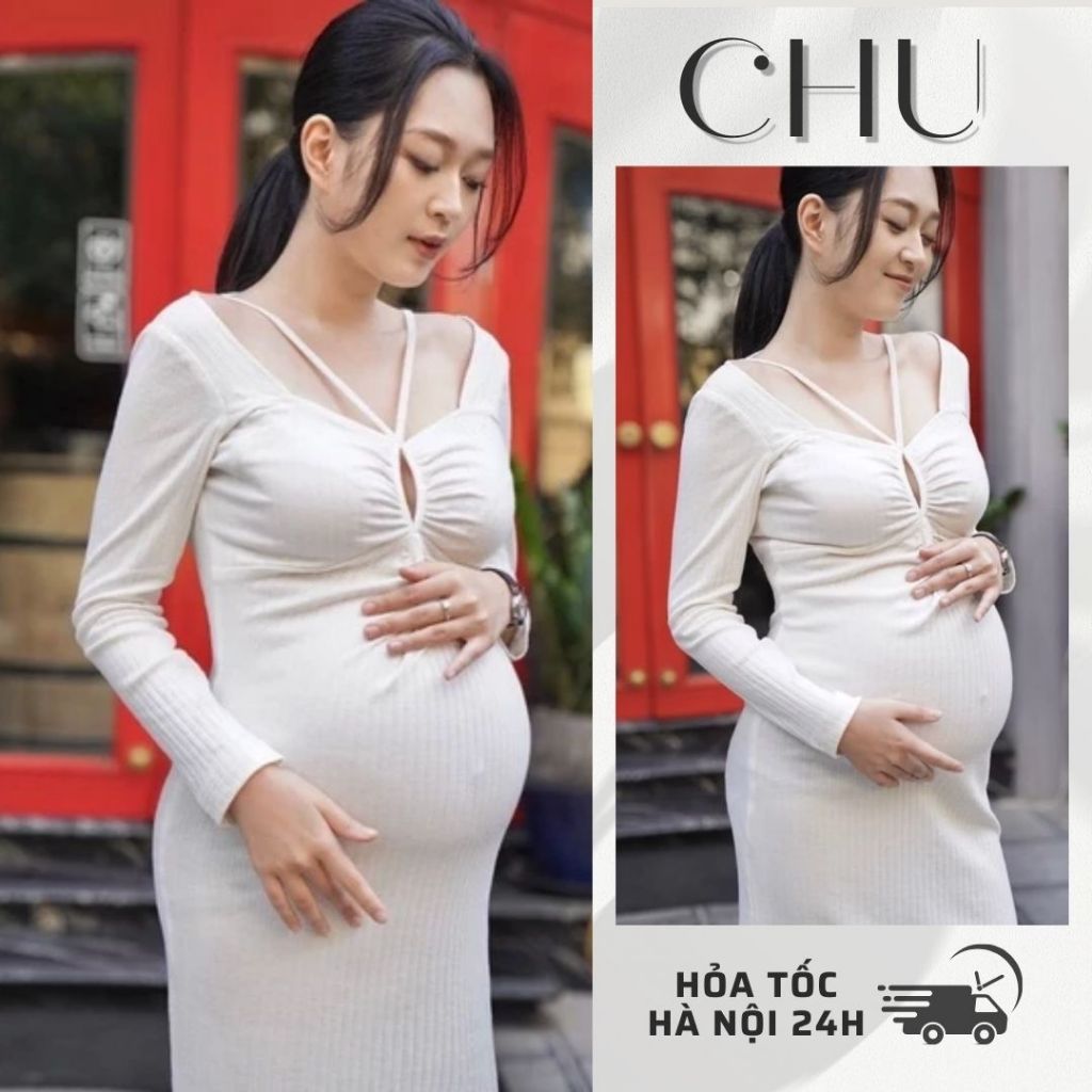 (Ảnh thật) Váy body phối dây cổ