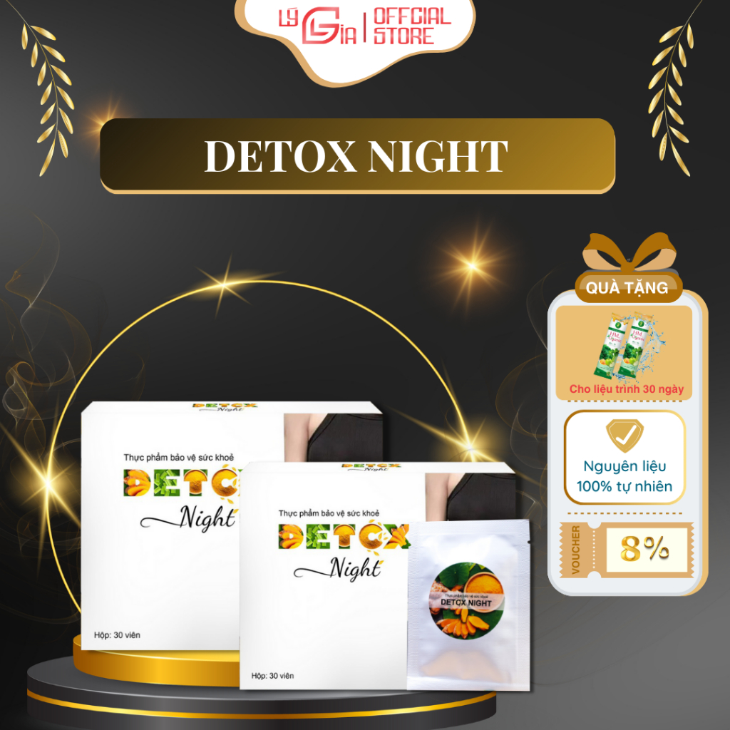 Viên Giảm Mỡ Nội Tạng, Giảm Cân Detox Night - Viên Uống Detox Thải Độc Cơ Thể, Giảm Mỡ Bụng Chuyên Sâu - Lý Gia Store