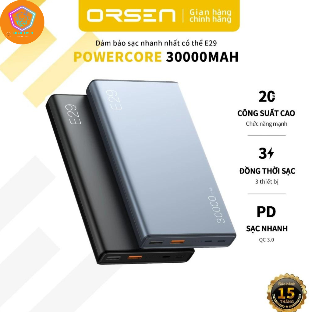 Orsen E29 Cục Sạc Nhanh 20w 30000mAh
