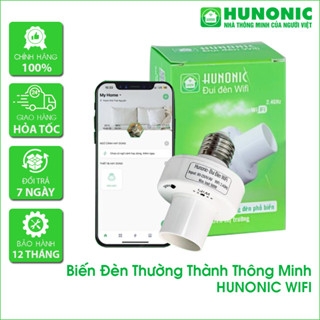 Đui Đèn Wifi Hunonic Điều Khiển Từ Xa Qua Điện Thoại, Biến Đèn Thường Thành Đèn Thông Minh