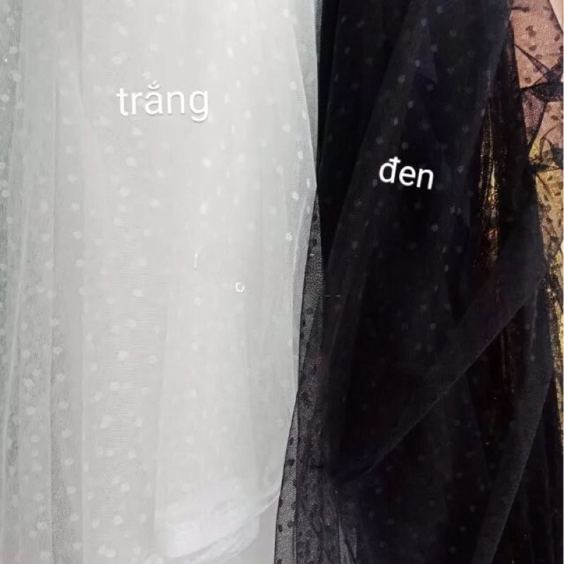 Vải voan lưới chấm bi