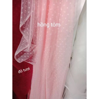 Vải voan lưới chấm bi