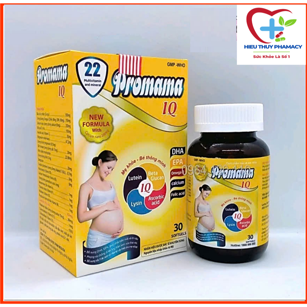 Viên uống  Vitamin Cho Mẹ Bầu Promama IQ- Hộp 30 viên bổ sung vitamin và dưỡng chất cần thiết cho phụn nữ mang thai