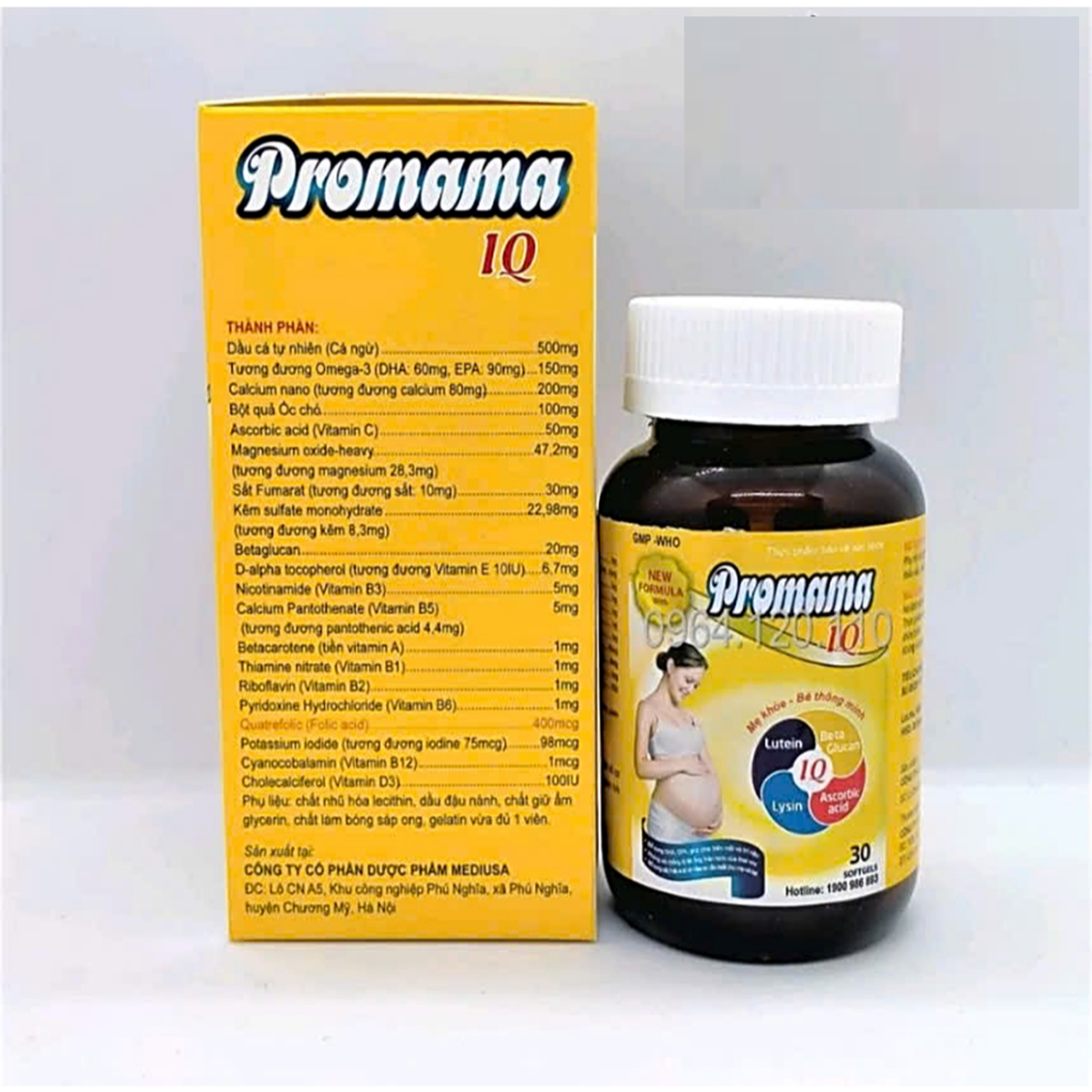 Viên uống  Vitamin Cho Mẹ Bầu Promama IQ- Hộp 30 viên bổ sung vitamin và dưỡng chất cần thiết cho phụn nữ mang thai
