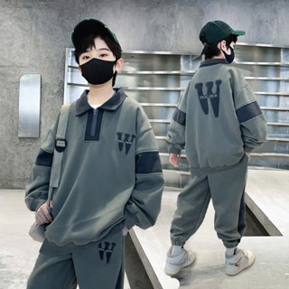 Bộ quần áo polo thu đông bé trai 18-52kg từ 6-16 tuổi W. Đồ bộ bé trai, Set đồ bé trai